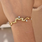 Waterproof Pave Zirconia Minimalist Open Cuff Bangle