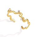 Waterproof Pave Zirconia Minimalist Open Cuff Bangle