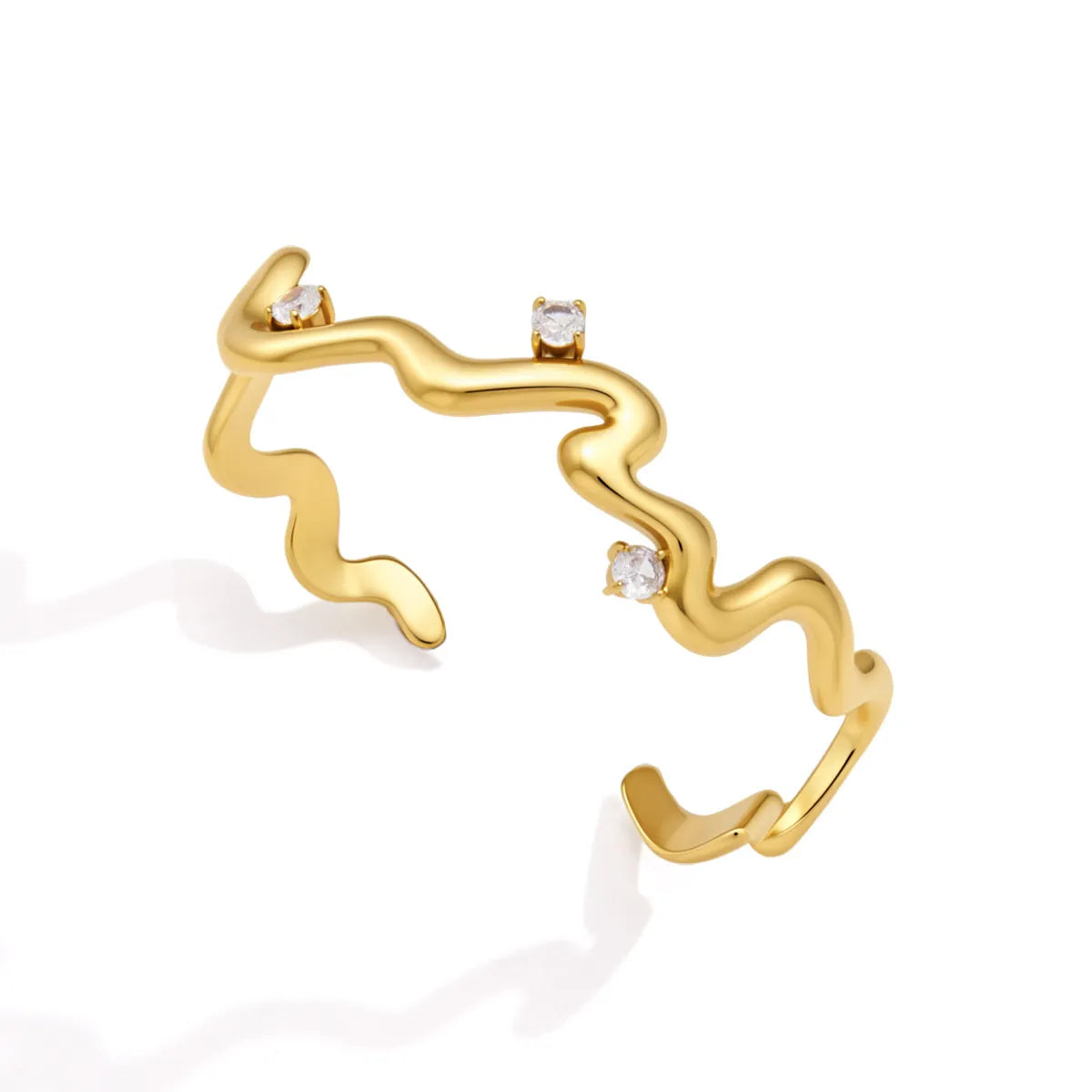 Waterproof Pave Zirconia Minimalist Open Cuff Bangle