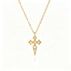 Waterproof Cross Pave CZ Pendant Necklace