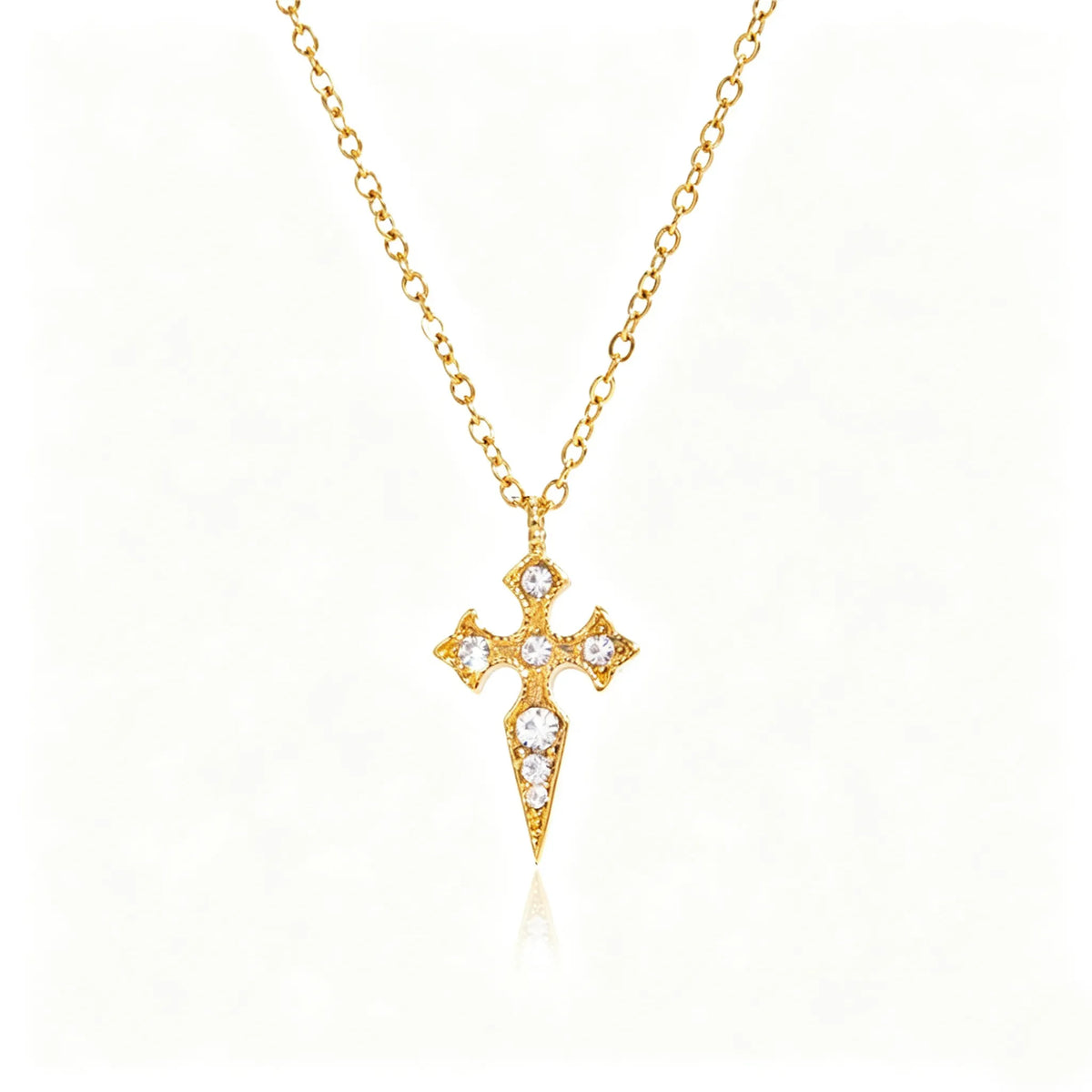 Waterproof Cross Pave CZ Pendant Necklace