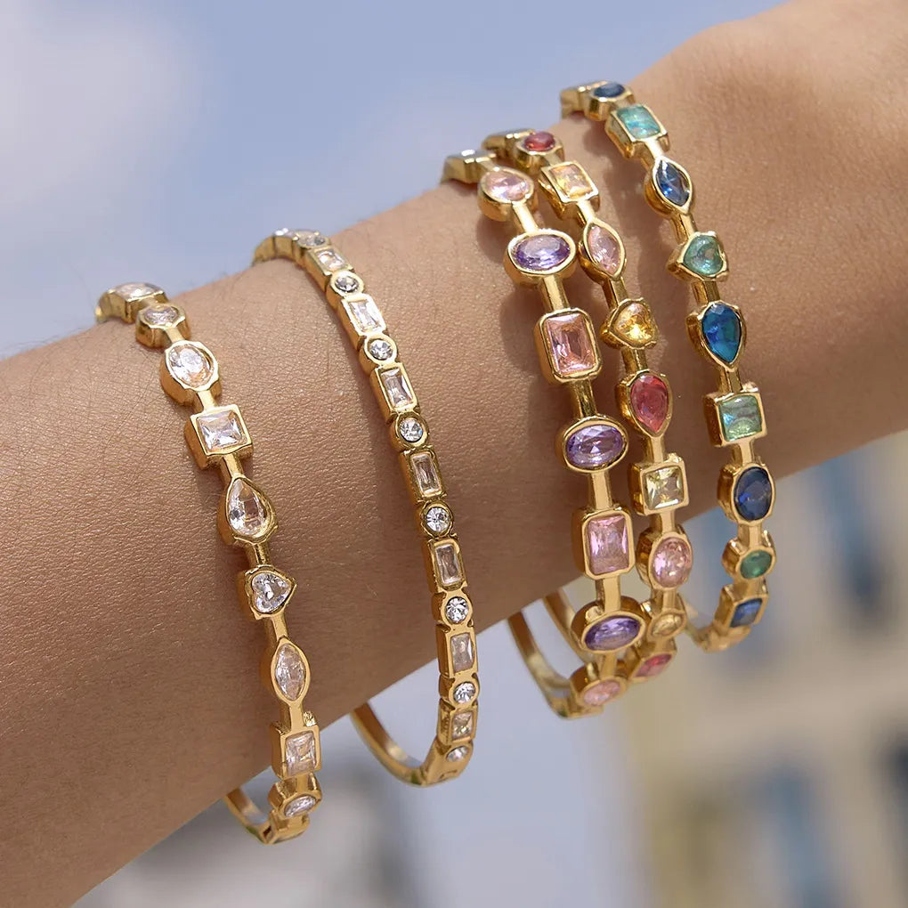 Waterproof Multi-Shape Gemstone Bangle