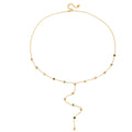 Waterproof Multicolor CZ Lariat Y-Necklace