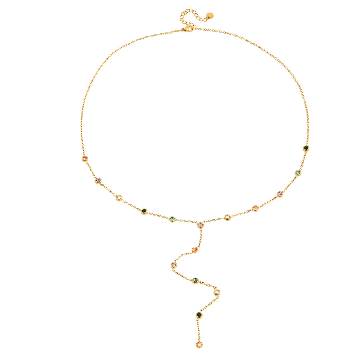 Waterproof Multicolor CZ Lariat Y-Necklace