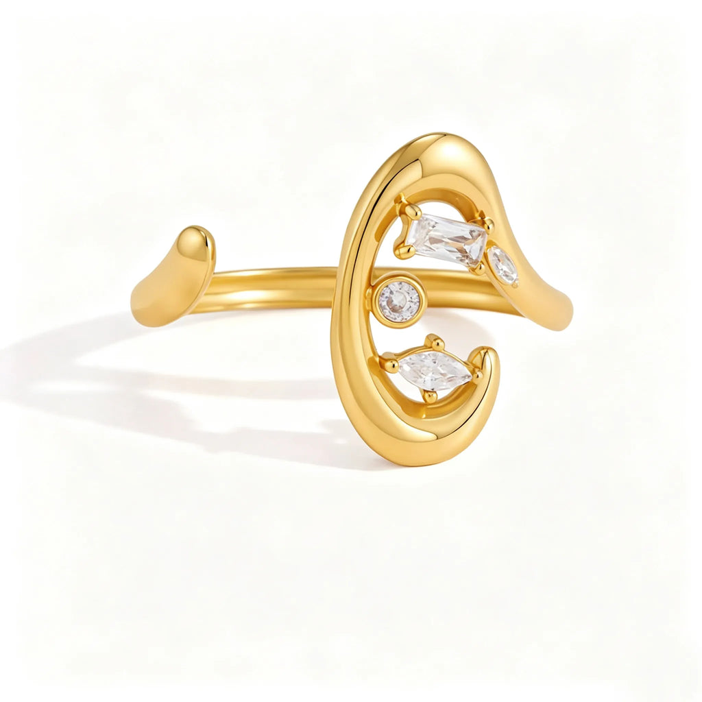 Waterproof Liquid Gold CZ Open Rings