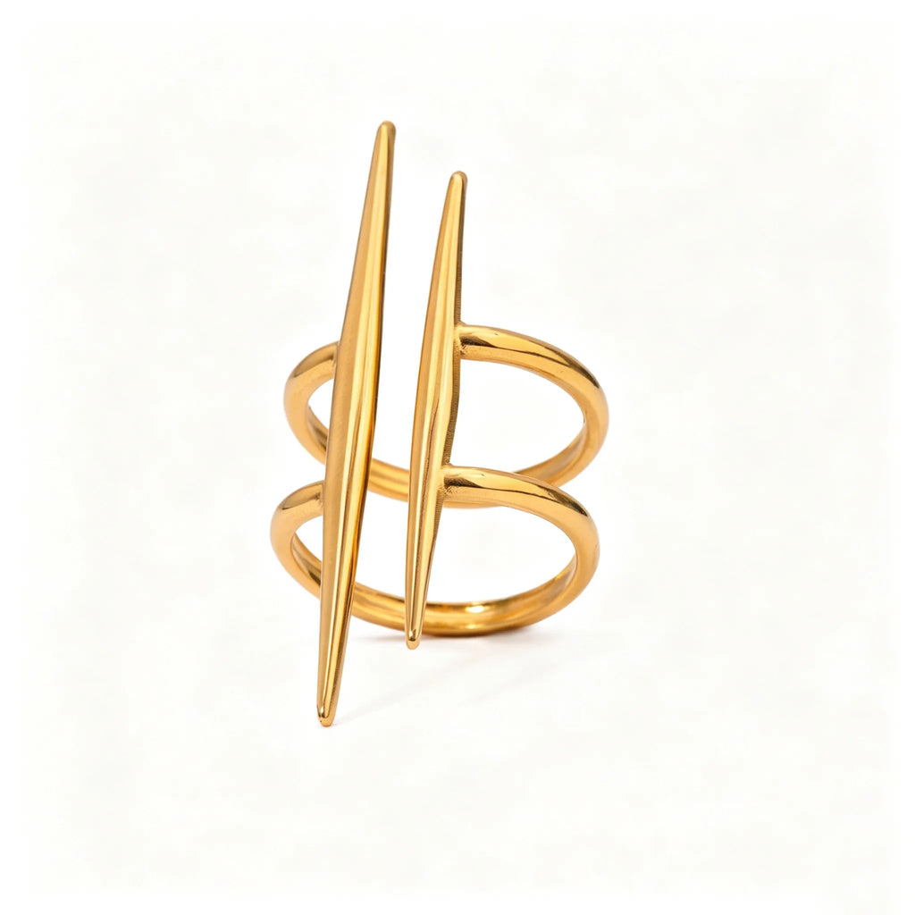 Waterproof Sculptural Geometric Cuff Open Rings