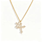 Waterproof Cross Pave CZ Pendant Necklace