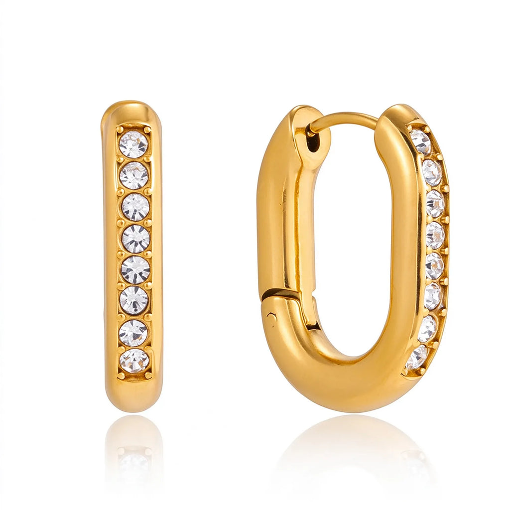 Waterproof Rectangular Huggie Hoops
