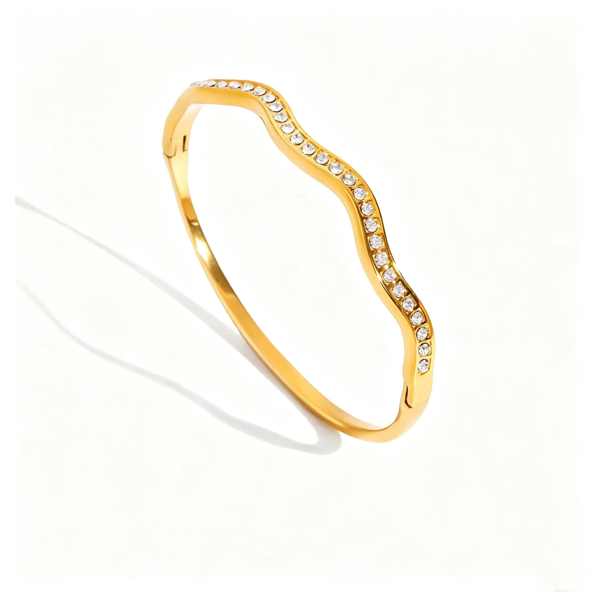 Waterproof  Wave Cuff CZ Bangle