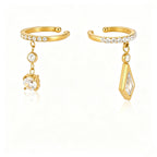 Waterproof Pavé CZ Dangling Drop Cartilage Ear Cuffs
