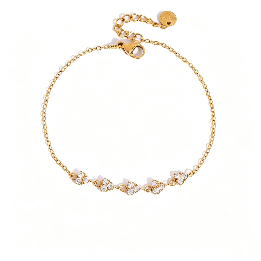 Waterproof CZ Clover Flower Bracelet