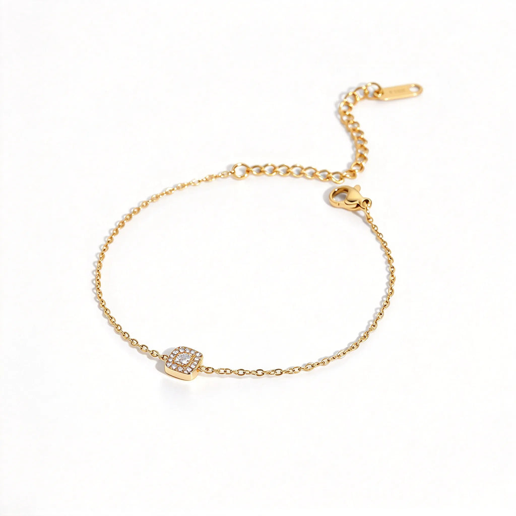 Waterproof Dainty Gold Chain CZ Bracelet