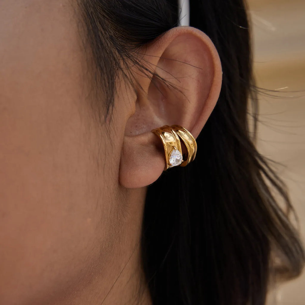 Waterproof No-Piercing Chunky CZ Ear Cuffs