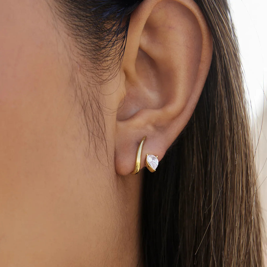 Waterproof Curved Huggie Studs Earrings
