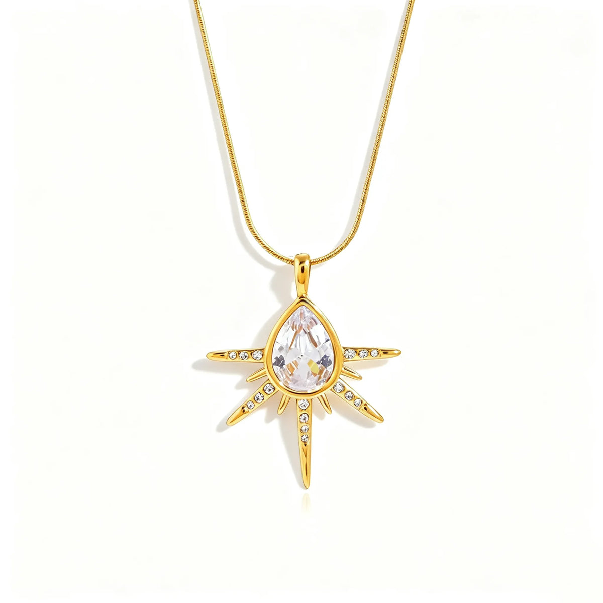 Waterproof Pear-Cut CZ Necklace