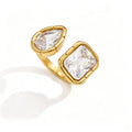 Waterproof Pear-Cut Zirconia Geometric Open Ring