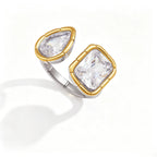 Waterproof Pear-Cut Zirconia Geometric Open Ring