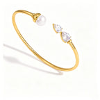Waterproof Pearl & CZ Cuff Bracelet