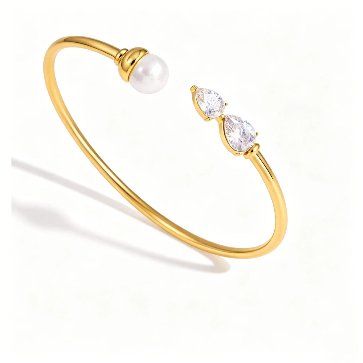 Waterproof Pearl & CZ Cuff Bracelet