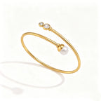 Waterproof Pearl & CZ Cuff Bracelet