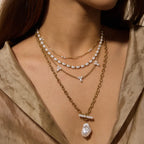 Waterproof Gold Pearl Layering Necklace