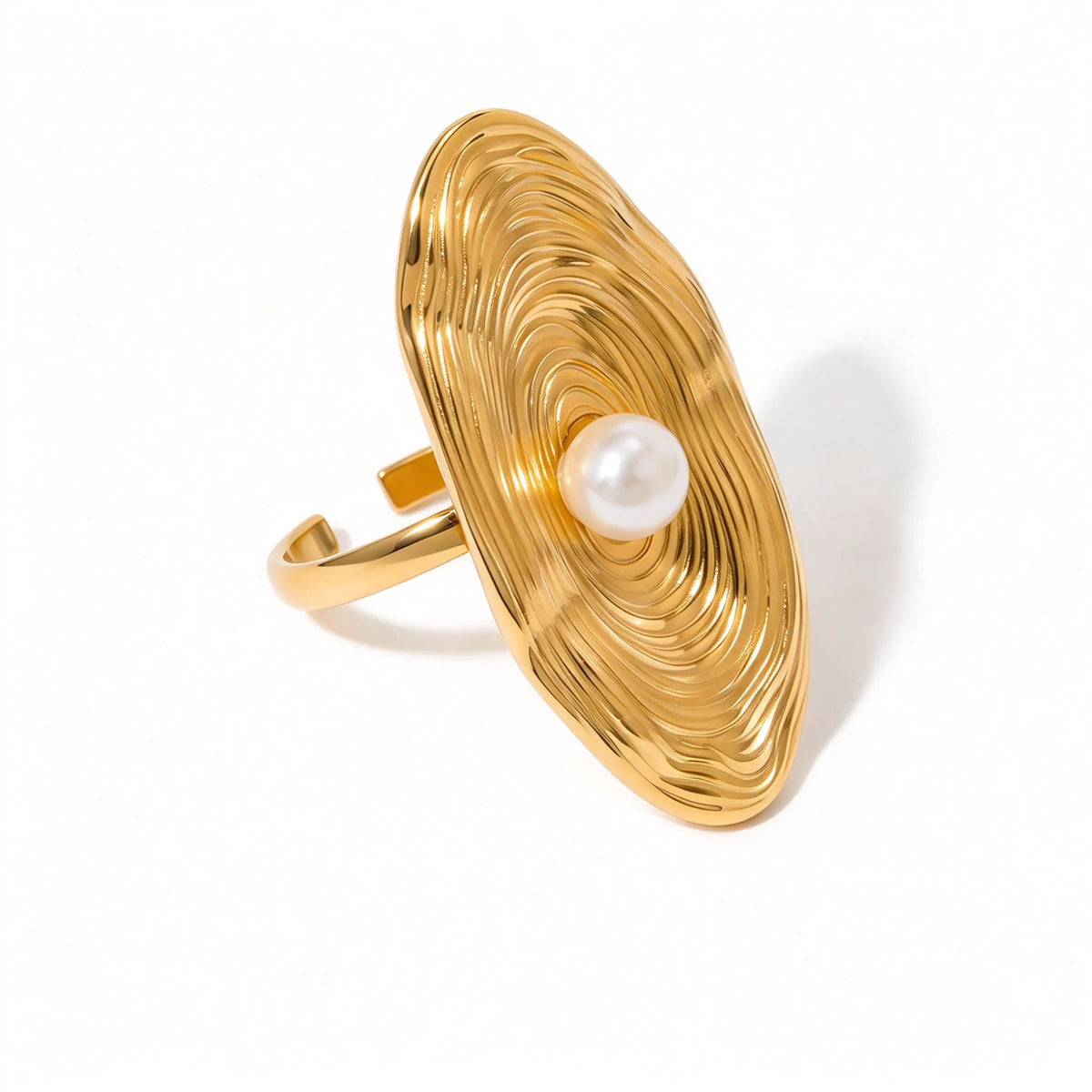 Waterproof Gold Open Bands Statement Ring