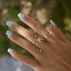 Butterfly & Floral CZ Open Ring Collection – Waterproof 18K Gold