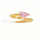 Waterproof Asymmetrical Pear CZ Open Ring