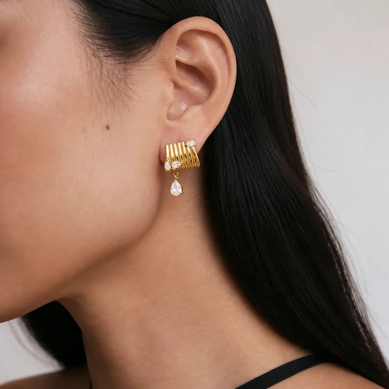 Waterproof Gold Chunky Drop Earrings