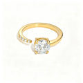 Waterproof Stainless Steel Bypass CZ Ring | Gold Asymmetrical Solitaire Open Band