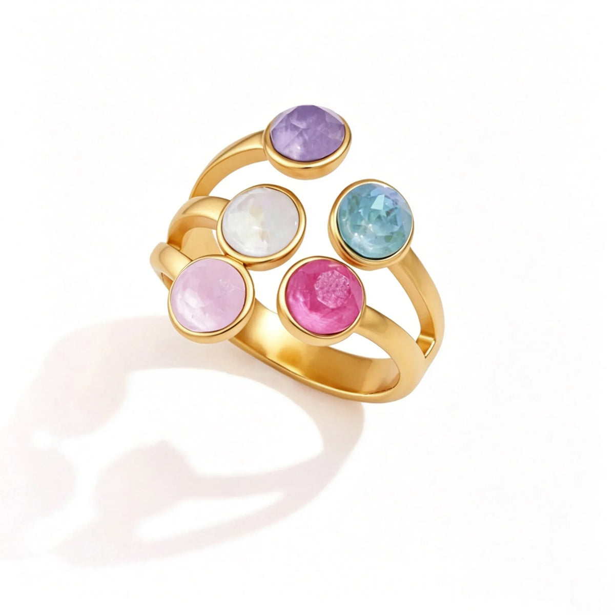 Waterproof Multicolor CZ & Enamel Vintage Statement Ring