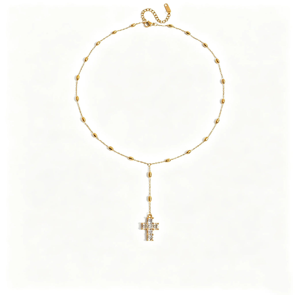 Waterproof Cross Pave CZ Pendant Necklace