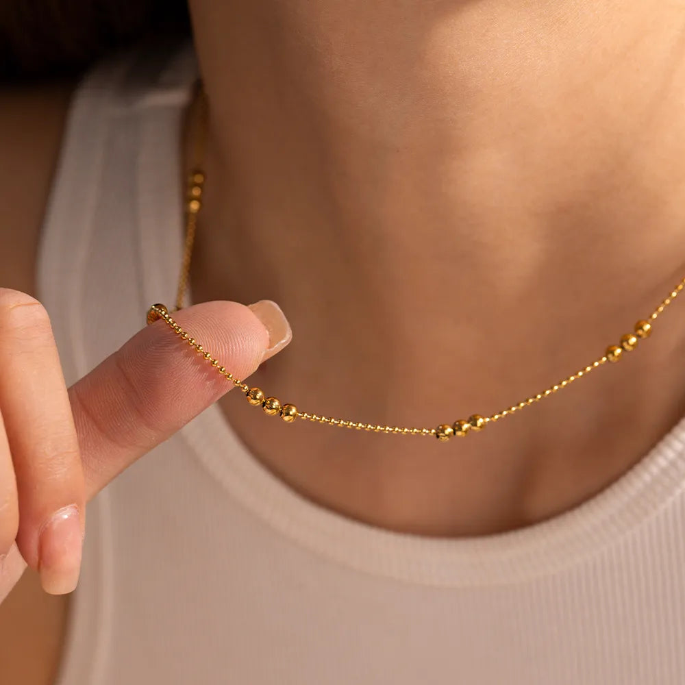 Satellite Bead Chain Necklace – Waterproof 18K Gold