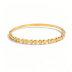 Zirconia Wave & Heart Hinged Bangle – Waterproof 18K Gold