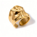Waterproof Gold Open Bands Statement Ring
