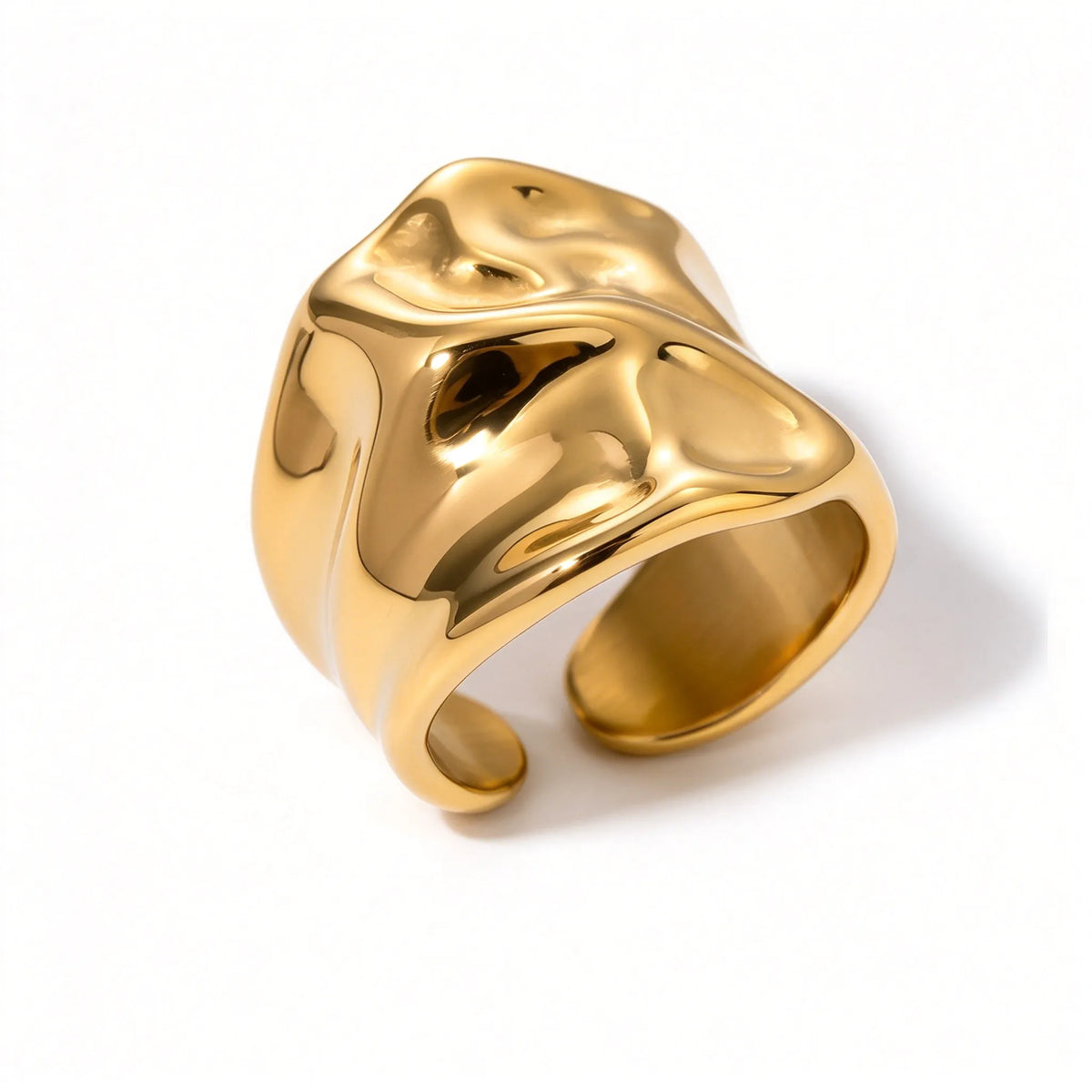 Waterproof Gold Open Bands Statement Ring