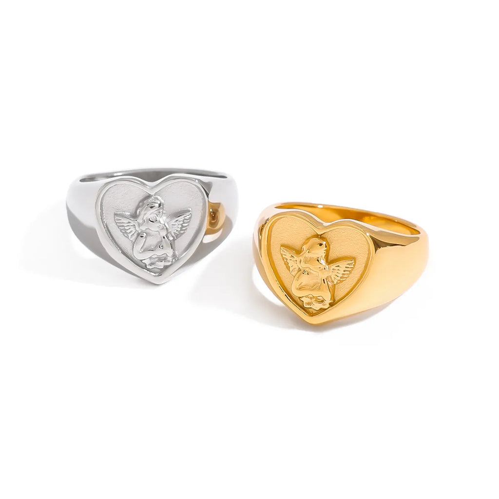 Waterproof Angel Signet Ring