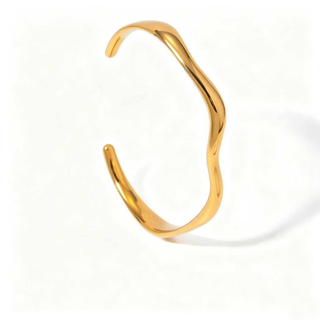 Waterproof  Wave Cuff CZ Bangle