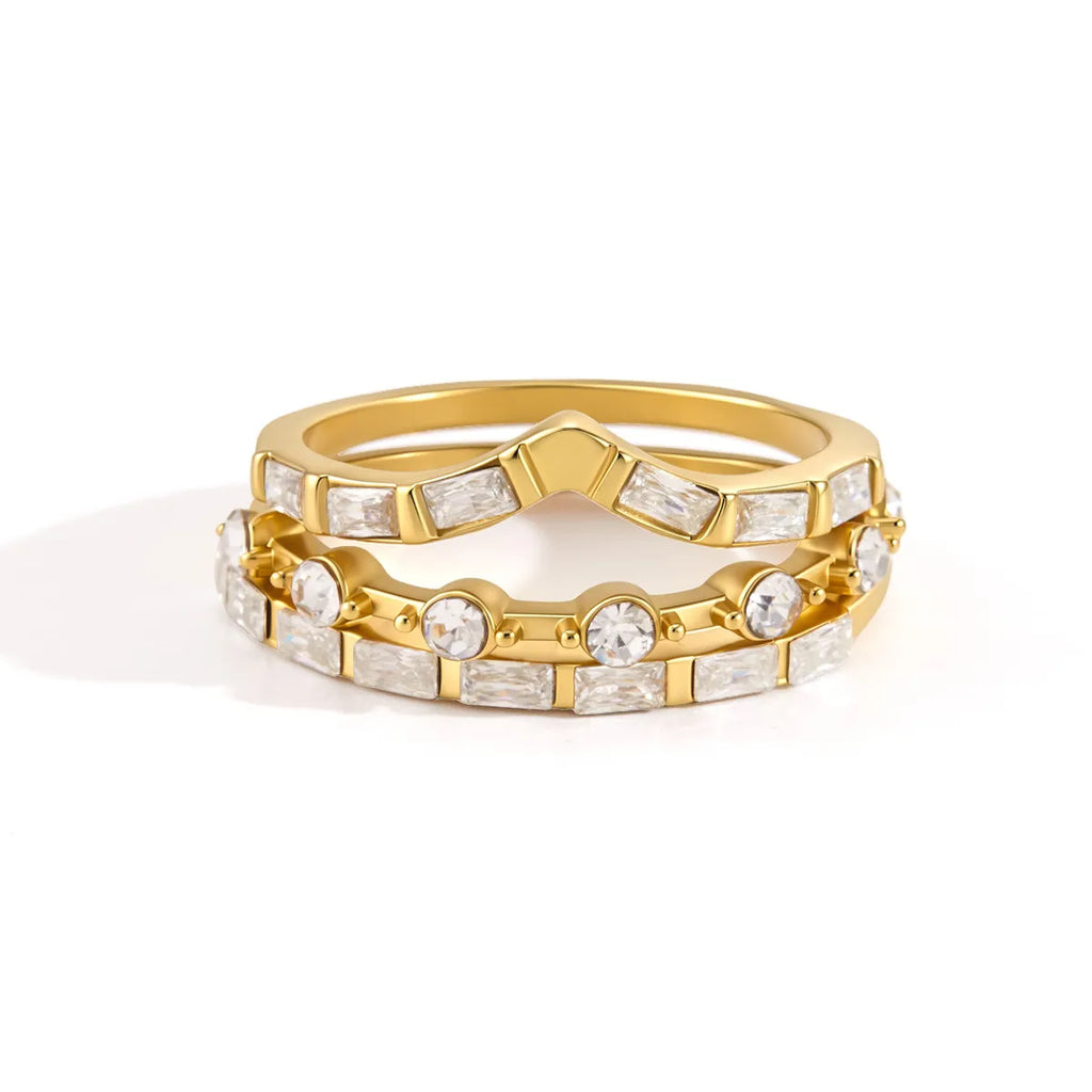 Waterproof 3-Piece CZ Stacking Ring Set