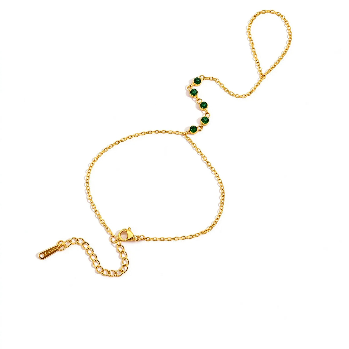 Waterproof Green Zircon Hand Chain Bracelet