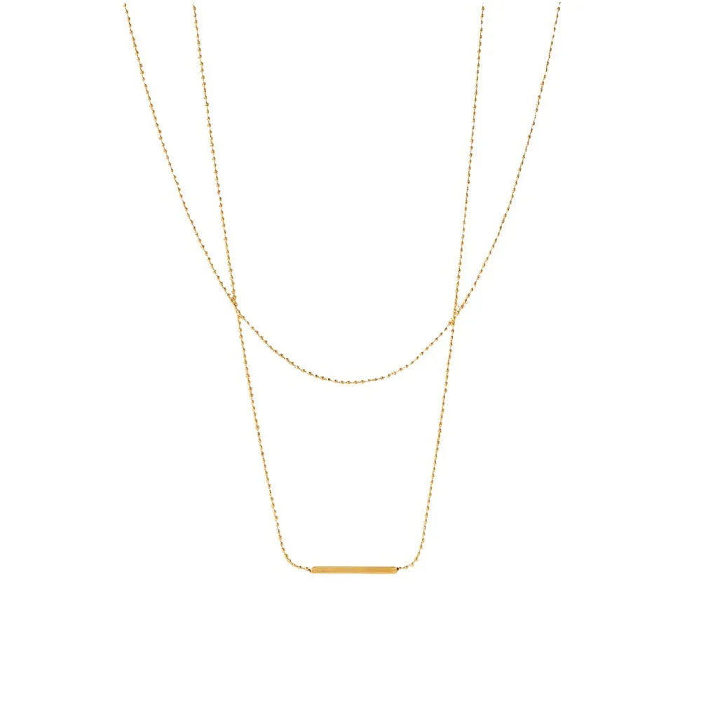 Layered Bar Necklace – Waterproof 18K Gold
