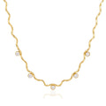 Wavy Chain Zirconia Necklace – Waterproof 18K Gold