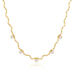 Wavy Chain Zirconia Necklace – Waterproof 18K Gold