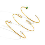 Zirconia Open Cuff Bracelet Collection – Waterproof 18K Gold