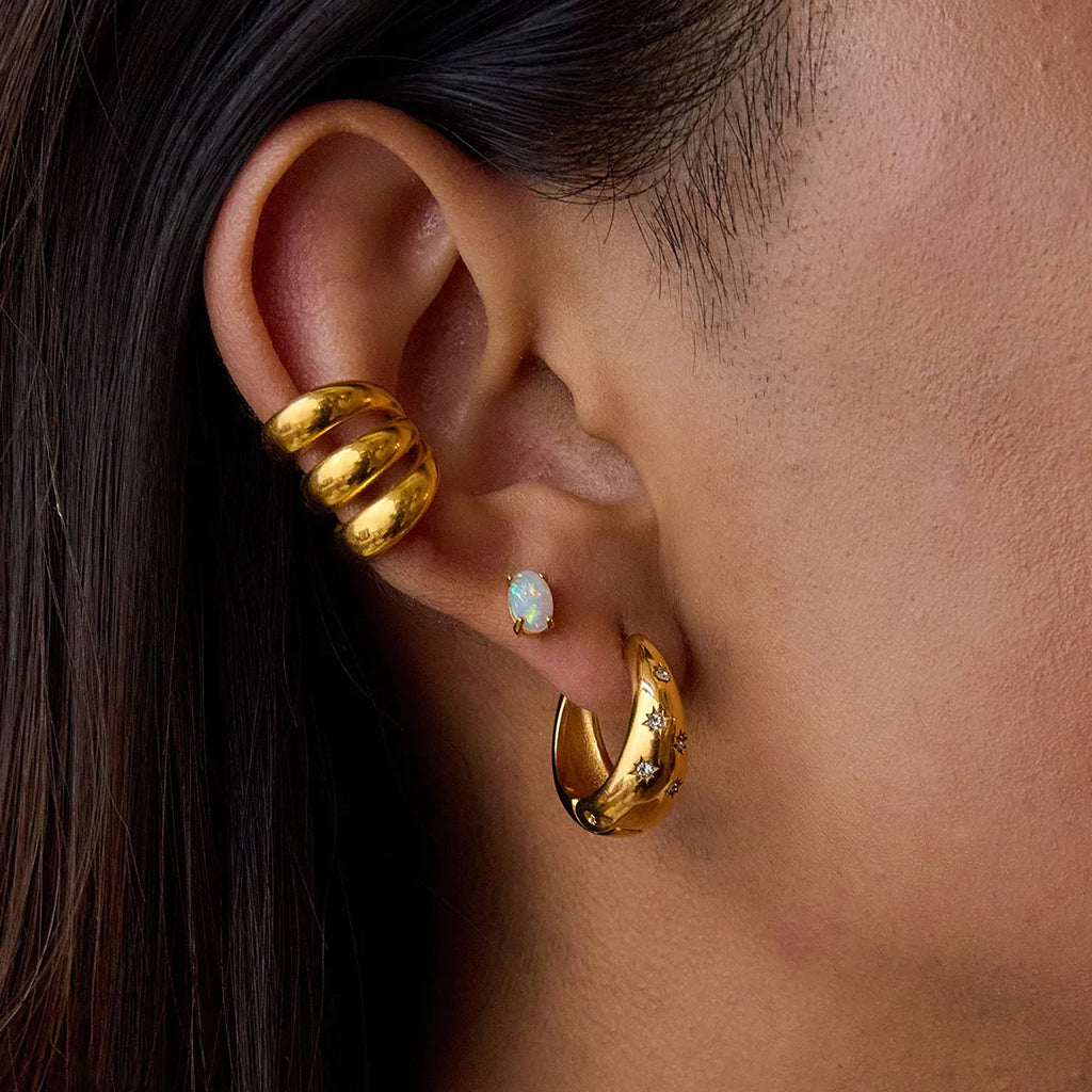 Waterproof Gold Star Huggie Hoops