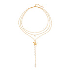 Waterproof Baroque Pearl Starfish Layered Necklace