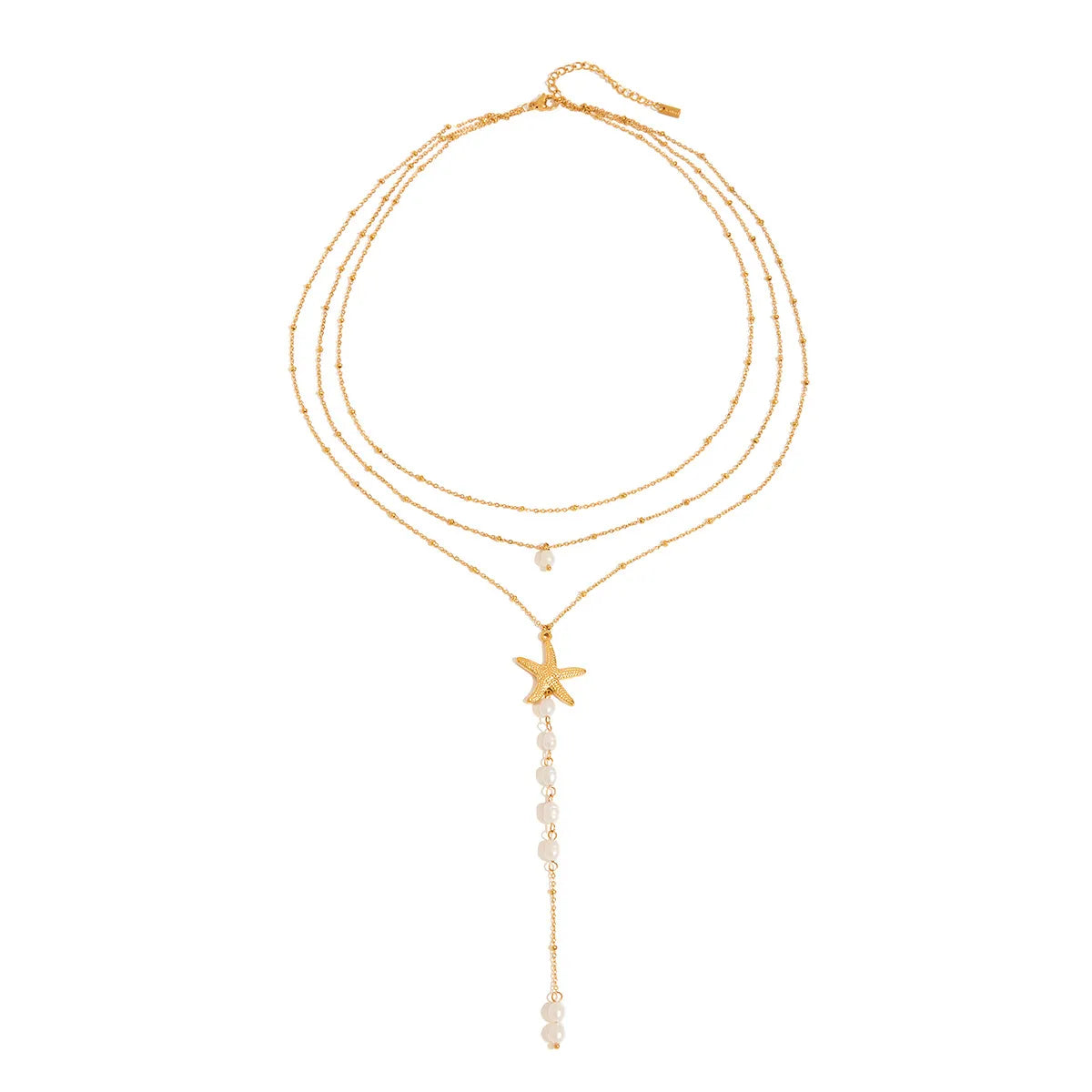 Waterproof Baroque Pearl Starfish Layered Necklace