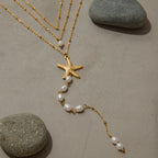 Waterproof Baroque Pearl Starfish Layered Necklace
