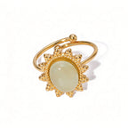 Waterproof Sunburst Multi-Stone Adjustable Ring