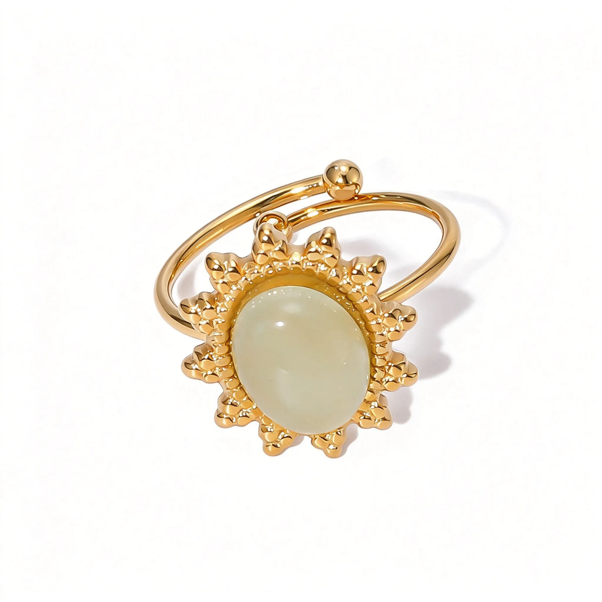 Waterproof Sunburst Multi-Stone Adjustable Ring